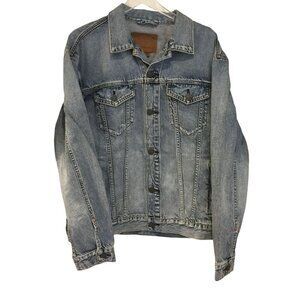 American Eagle Men's XL Jean Jacket Light Wash Blue Button Front